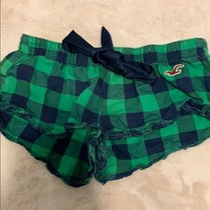 Hollister Green Plaid Sleep Shorts